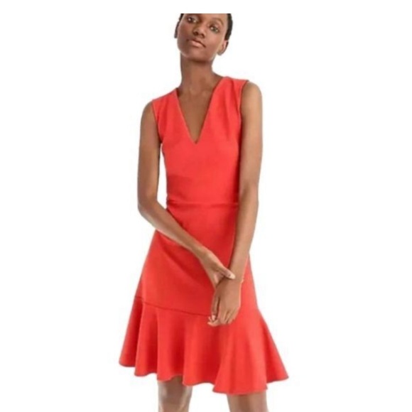 J. Crew Dresses & Skirts - J.Crew 365 Red Stretch Ponte sheath v-neck 8 flare hem sleeveless zipper dress